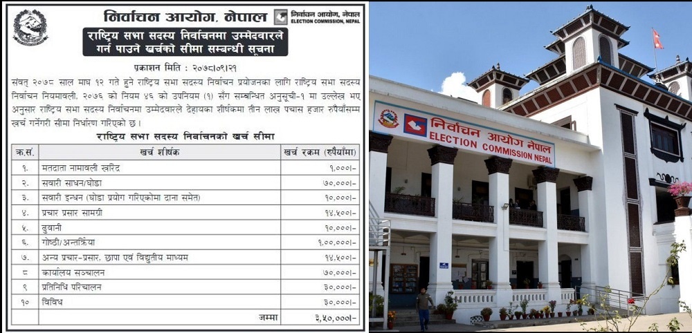 राष्ट्रिय सभामा उम्मेदवारले साढे तीन लाख मात्र खर्च गर्न पाउने