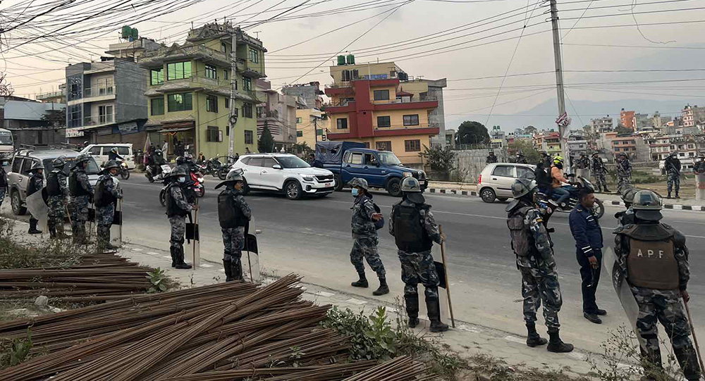 तीनकुनेमा बाक्लो संख्यामा सुरक्षाकर्मी परिचालन