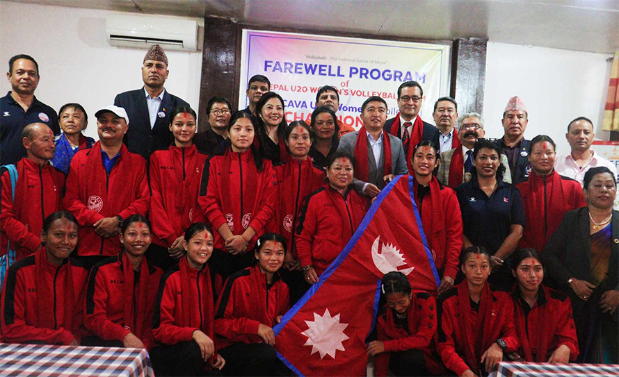 काभा यु–२० महिला भलिबल च्याम्पियनसिप खेल्न जाने नेपाली टोलीको बिदाइ